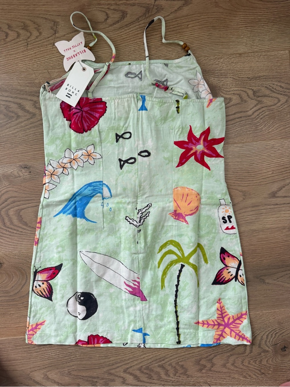NWT Billabong Light Green Tropical Print Sundress - Picture 2 of 4